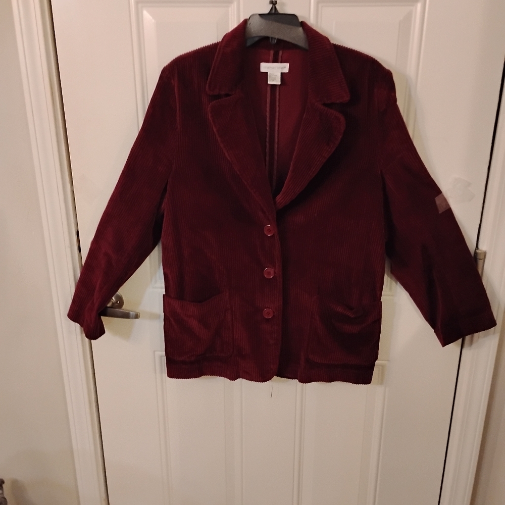 Newport News Corduroy Women's Burgundy Corduroy Jacket Gently Used.